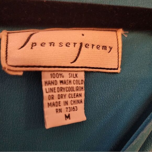 Spencer Jeremy vintage 100% silk blue blouse M - Picture 4 of 5
